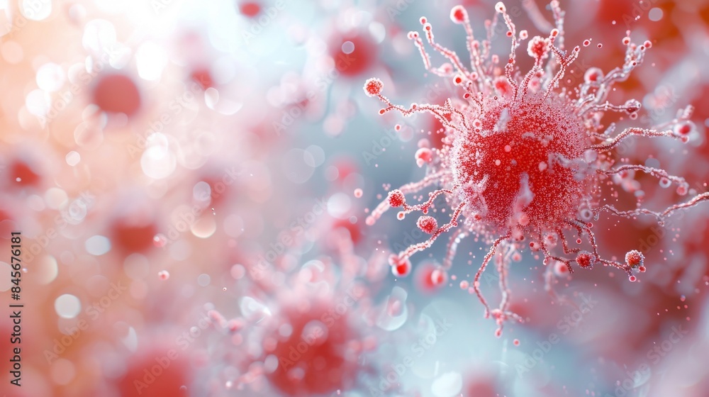 Bright colorful virus molecule under a microscope, medical background, scientific background, great for articles about viruses and diseases Bright colorful virus molecule under a microscope, medical background, scientific background, great for articles about viruses and diseases