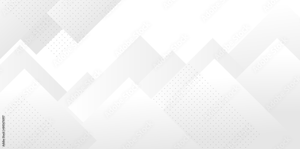 Obraz premium Square pattern on banner with shadow. Abstract white and grey color geometric background with copy space. Modern and minimal concept. You can use for cover, poster, banner web. 