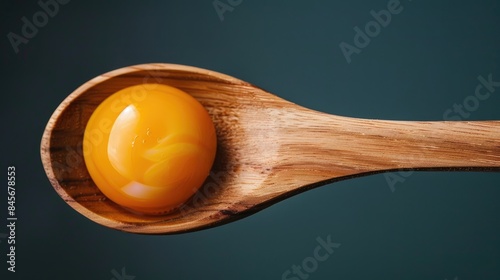 Wooden spoon holding yolk