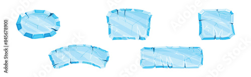 Ice Shaped Elements for Game and Web Design Vector Set