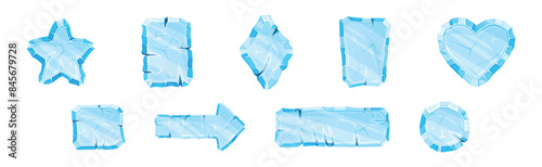 Ice Shaped Elements for Game and Web Design Vector Set