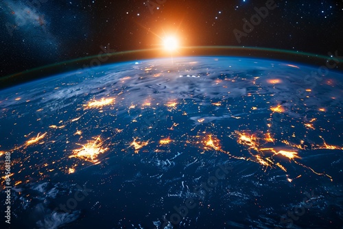 Earth space lights cities view
