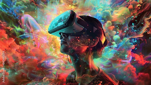 a girl in Virtual Reality Digital World