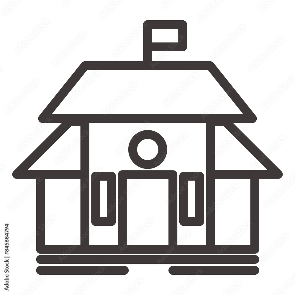 High school building line icon. High school building line icon.