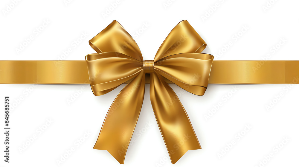 Elegant gold ribbon bow on white background, perfect for gift wrapping, celebrations, and festive decorations, adding a touch of luxury and sophistication. Elegant gold ribbon bow on white background, perfect for gift wrapping, celebrations, and festive decorations, adding a touch of luxury and sophistication.