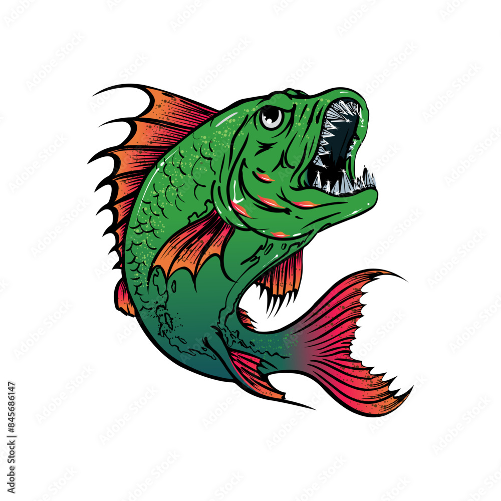Obraz premium Colorful illustration of jumping fish