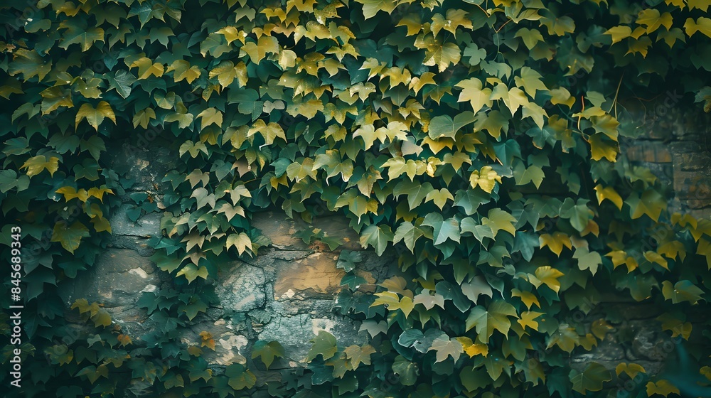 Green Ivy Covering an Old Stone Wall Green Ivy Covering an Old Stone Wall