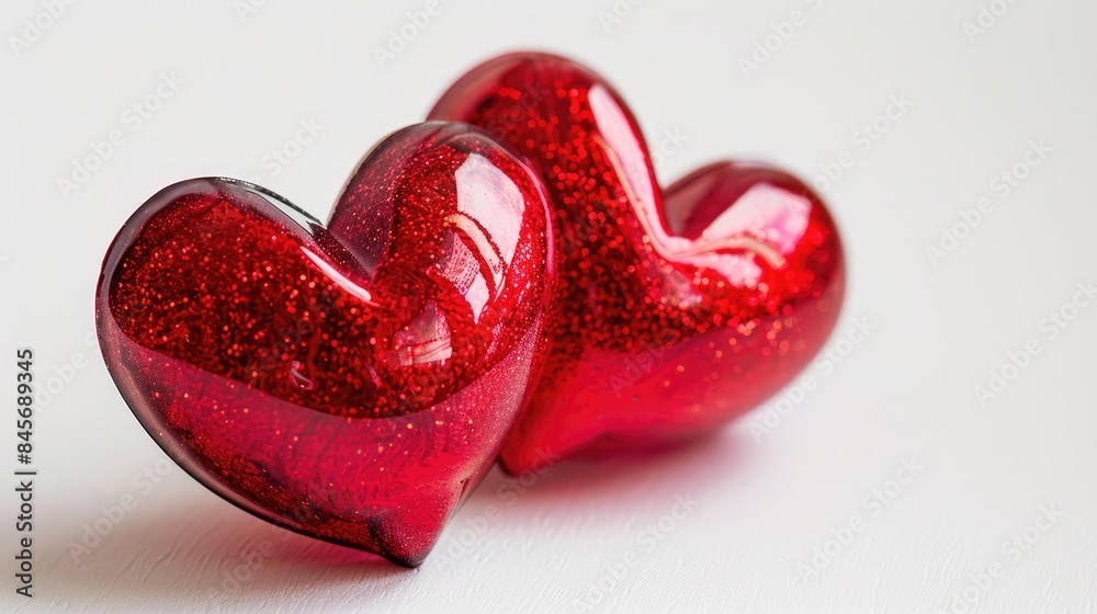 Two vibrant red hearts on a plain white backdrop suitable for Valentine s Day weddings engagements cardiovascular health healthcare and greeting cards Two vibrant red hearts on a plain white backdrop suitable for Valentine s Day weddings engagements cardiovascular health healthcare and greeting cards