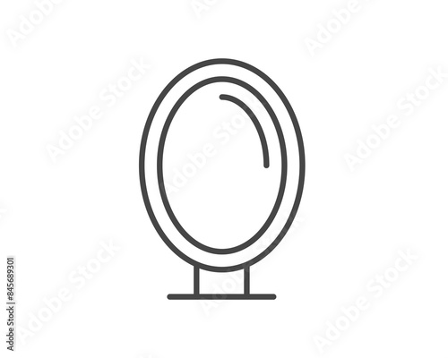 Makeup and cosmetics. Linear vector graphic beauty icons in the form of a face mirror.