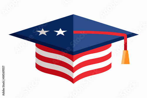 amrican flag graduate cap hat on white backgrund photo