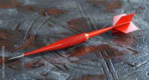 Closeup of Red Darts Stuck in a Dartboard