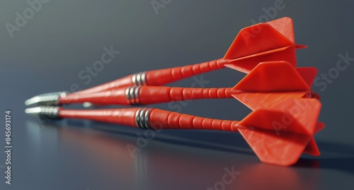 Closeup of Red Darts Stuck in a Dartboard