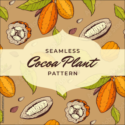 Hand Drawn Seamless Cocoa Plant Pattern