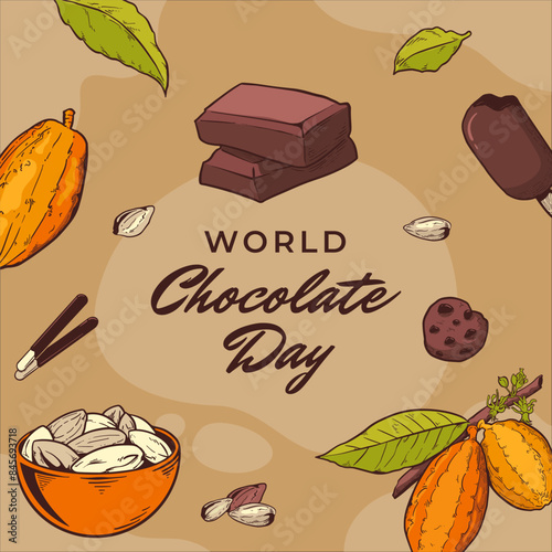 Han Drawn World Chocolate Day Illustration