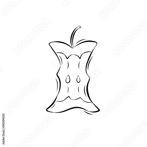 Sketch of an apple core in doodle style