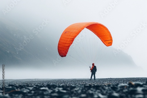Paraglider foggy day photo