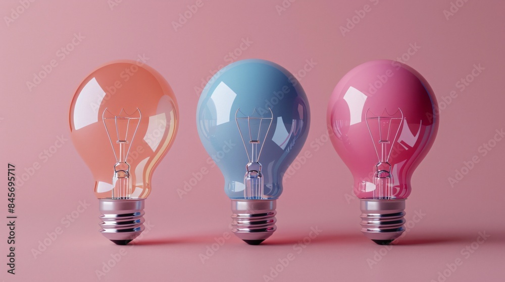 Three light bulbs on pink background Three light bulbs on pink background