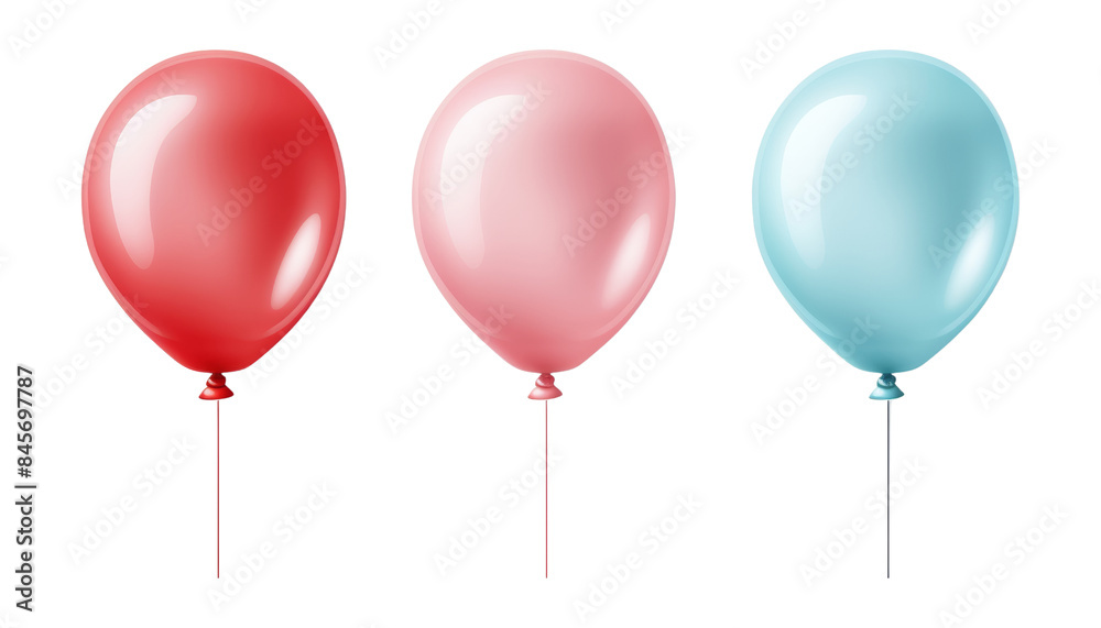 red pink and blue balloons isolated on transparent background cutout red pink and blue balloons isolated on transparent background cutout