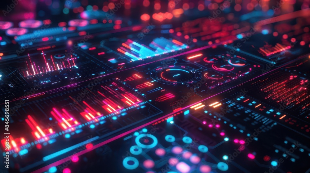 Futuristic digital interface with glowing neon graphics. Futuristic digital interface with glowing neon graphics.