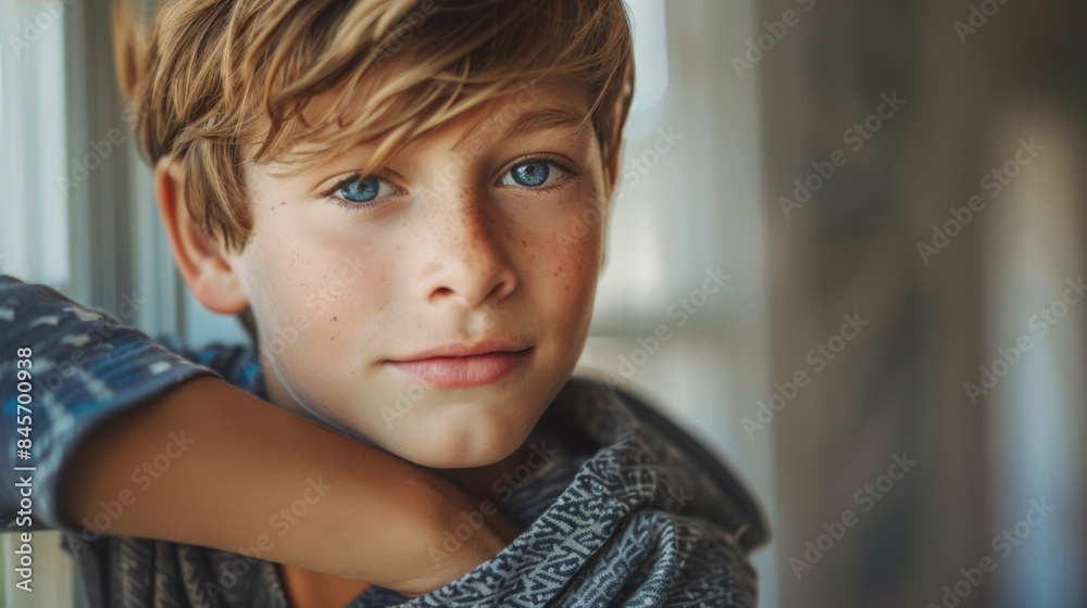 Portrait of a 10 year old boy with blond hair and blue eyes Portrait of a 10 year old boy with blond hair and blue eyes