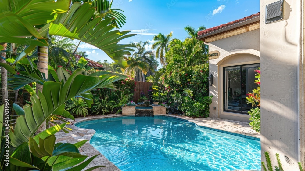 Fototapeta premium Tropical Oasis With a Sparkling Pool