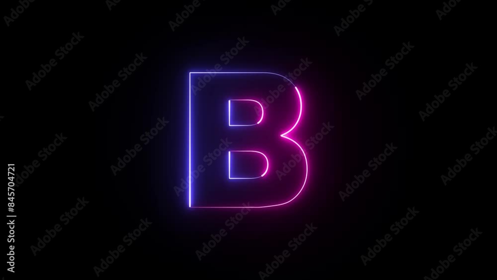 Animated neon letter B. Two-color looping trendy glowing neon alphabet letter B. Educational concept with neon letter Animated neon letter B. Two-color looping trendy glowing neon alphabet letter B. Educational concept with neon letter