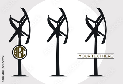 Wind Turbine SVG Cut File, Wind Turbines Landscape Svg, Wind Energy Svg, Windmill Svg, Electric Pole Svg, Farmhouse Windmill Svg