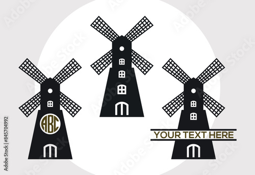 Wind Turbine SVG Cut File, Wind Turbines Landscape Svg, Wind Energy Svg, Windmill Svg, Electric Pole Svg, Farmhouse Windmill Svg