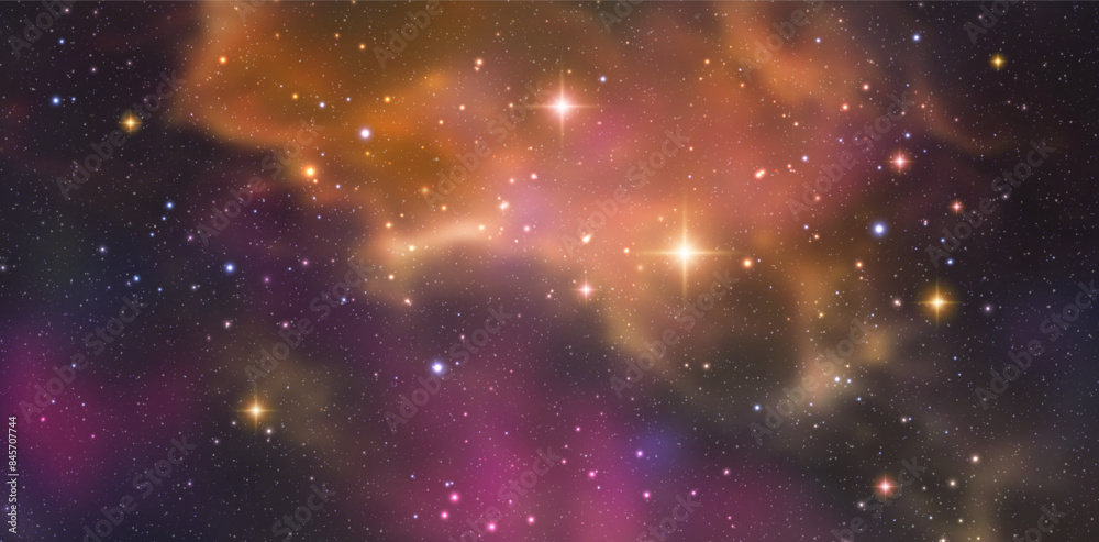 Obraz premium Space vector background with realistic nebula and shining stars. Magic colorful galaxy with stardust