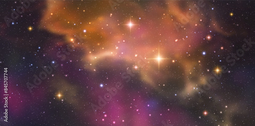 Space vector background with realistic nebula and shining stars. Magic colorful galaxy with stardust
