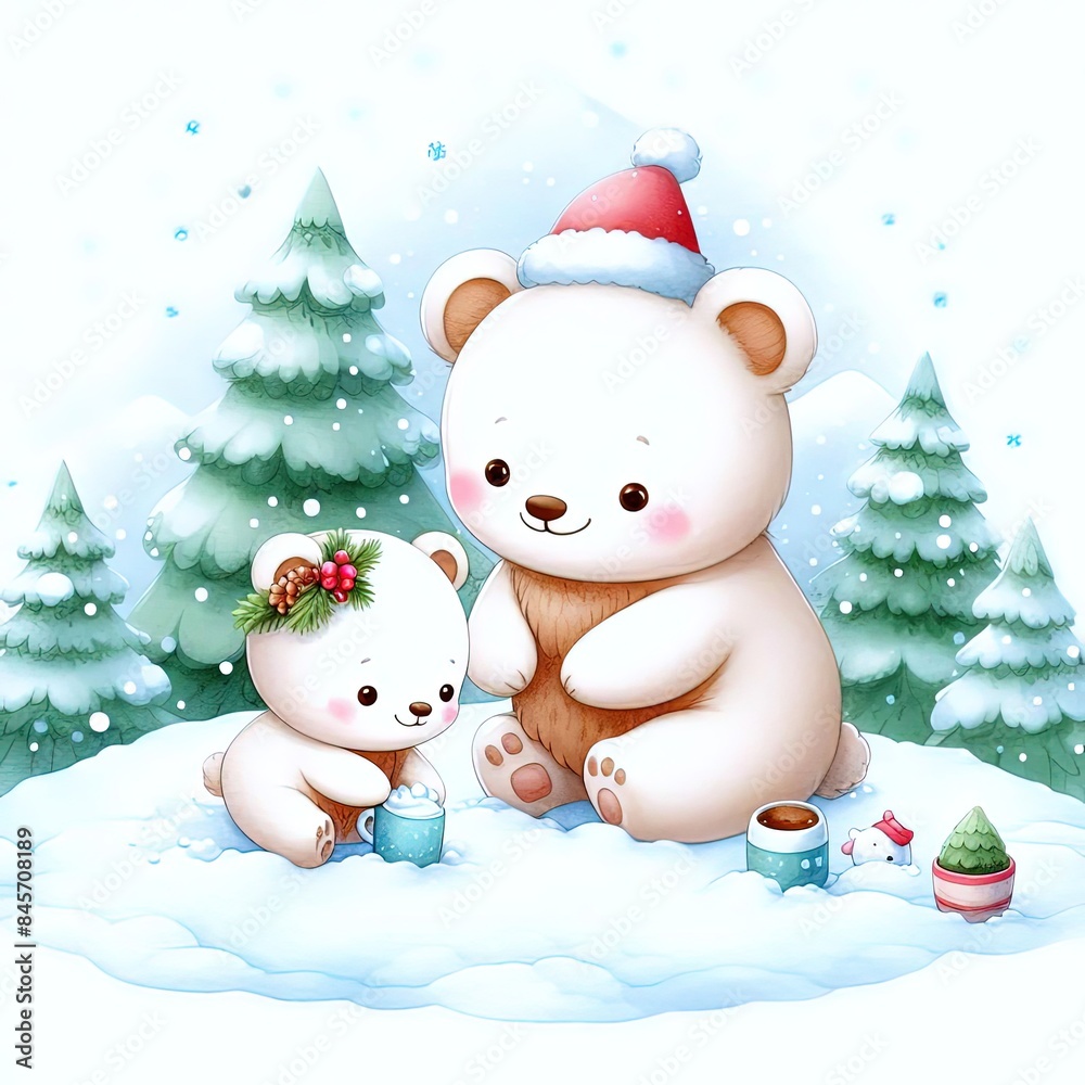 Bear playing in the snow with cub 5 Bear playing in the snow with cub 5