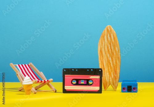 Wallpaper Mural Beach party poster with audio tape. Creative still life. Torontodigital.ca
