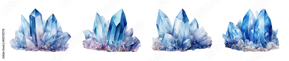 Watercolor crystal mineral quartz png cut out element set Watercolor crystal mineral quartz png cut out element set