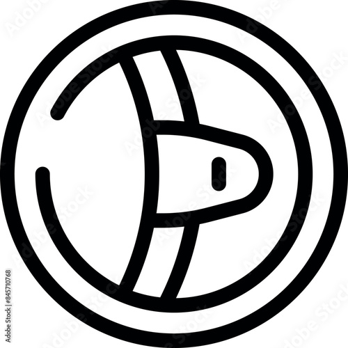 Simple line icon representing a car steering wheel, perfect for projects related to transportation, driving and vehicles
