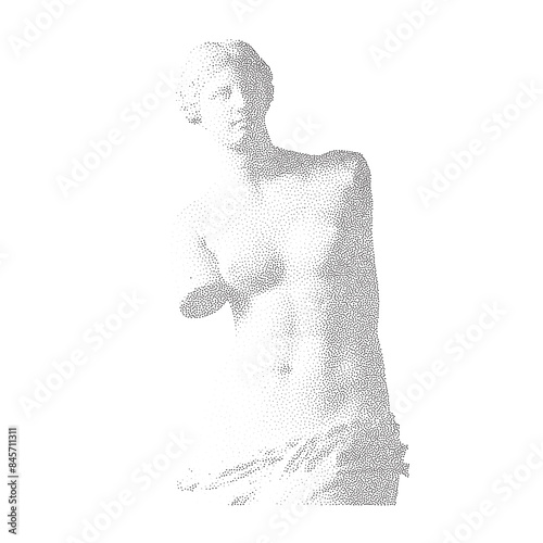 Halftone ancient sculpture. Stippling Venus statue