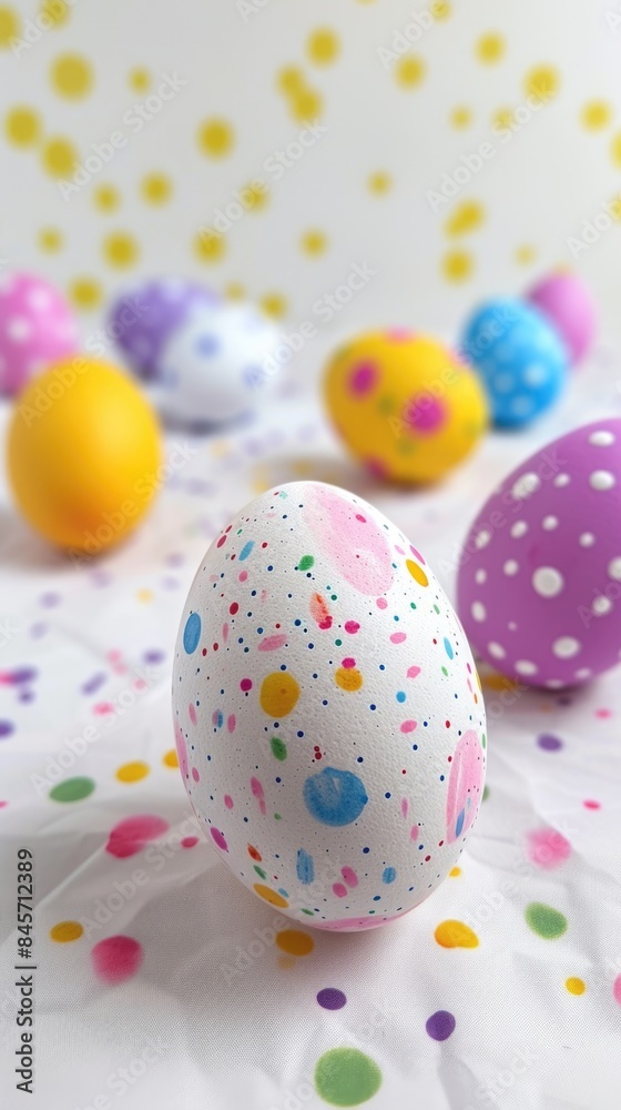 Brightly colored easter eggs on a white surface Brightly colored easter eggs on a white surface