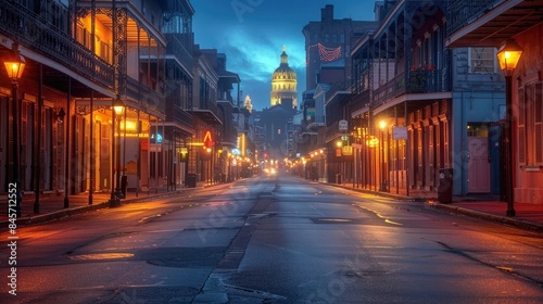 The famous Bourbon street in New Orleans without people in the morning © sania