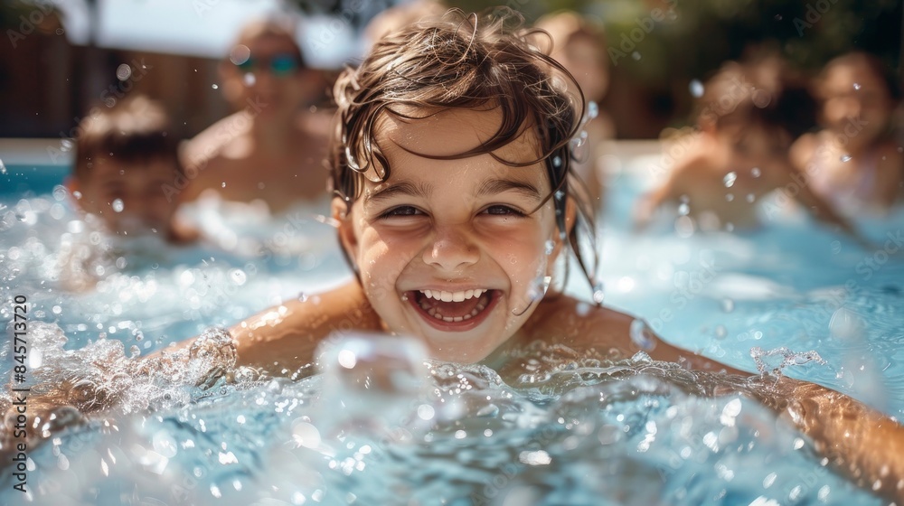 Summer beach activity scenes, kid swim Summer beach activity scenes, kid swim