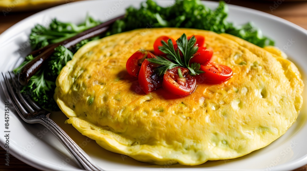 A beautifully plated vegetable omelette A beautifully plated vegetable omelette