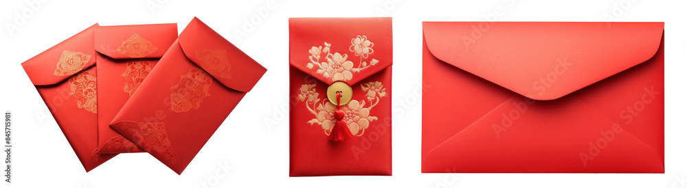 PNG Red envelope cut out element set PNG Red envelope cut out element set