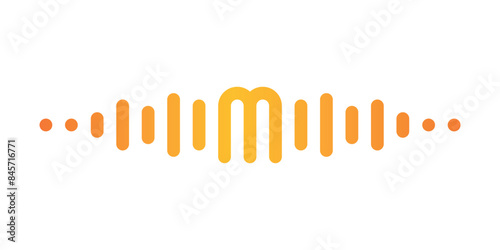 Letter M with pulse music player element. Audio wave logo design. Premium Vector