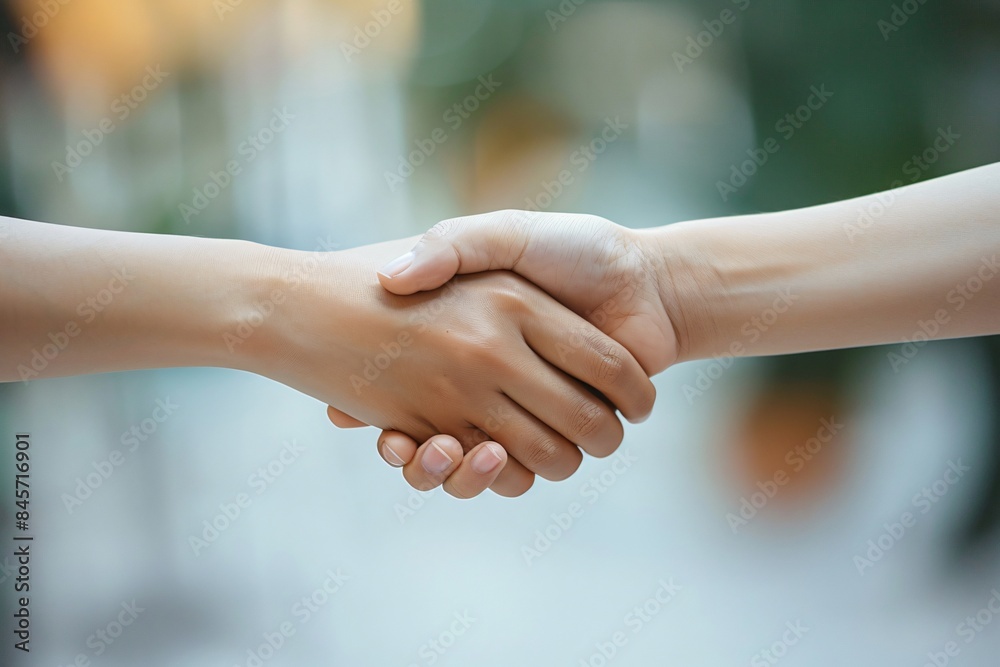 Two individuals clasping hands