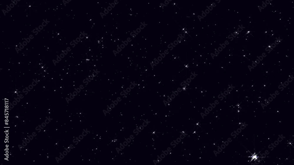 Cosmic starry sky with twinkling stars. Starry night, glowing shinning stars, twinkle stars at sky, dark background animation 4k footage.
