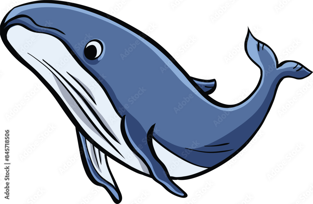 Fototapeta premium Cartoon Blue giant Whale Illustration