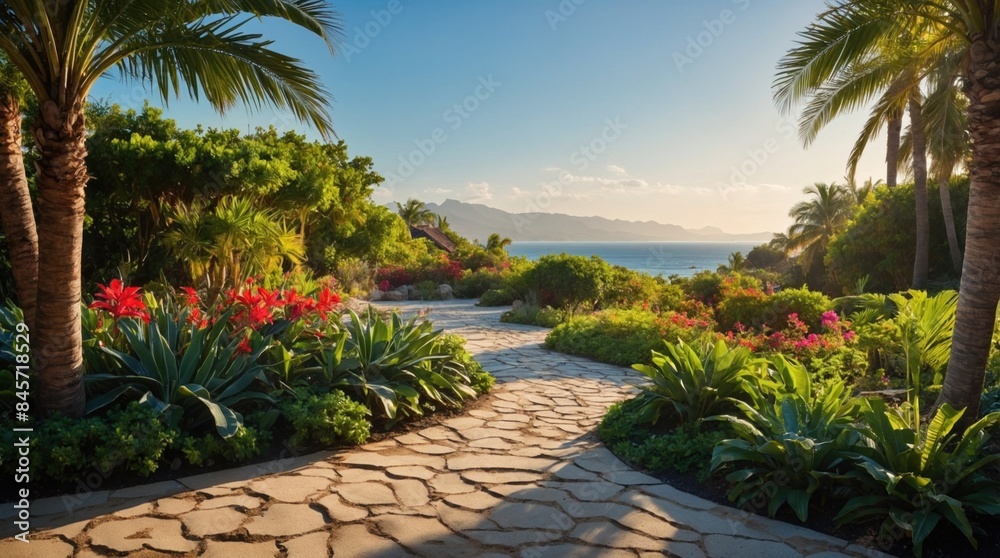 Fototapeta premium Beautiful summer garden wallpaper