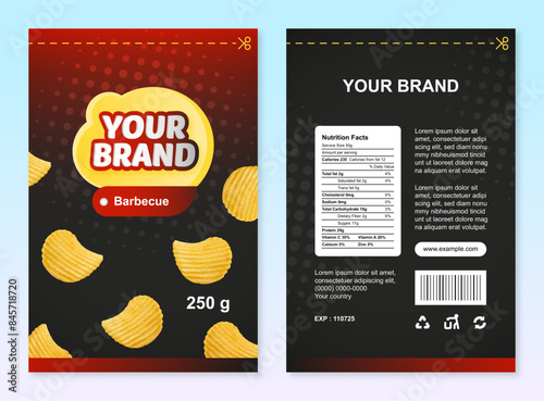 Fully editable chips and snacks packaging template