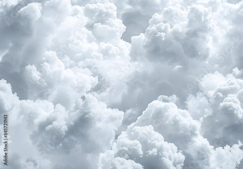 Abstract white clouds in the sky, foggy atmosphere, grey background, top view 