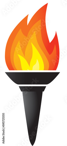 Flamme olympique- Flambeau olympique - Torche olympique noire - Illustration vectorielle