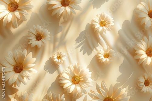 A bouquet of white flowers sits on a pristine white background