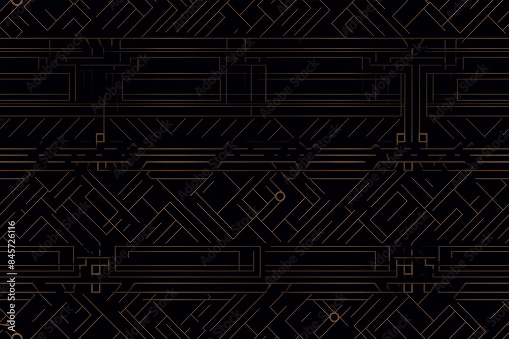 Art Deco-inspired black, gold, and white geometric pattern design reminiscent of the 1920s era with a touch of chaos and modern flair. Art Deco-inspired black, gold, and white geometric pattern design reminiscent of the 1920s era with a touch of chaos and modern flair.
